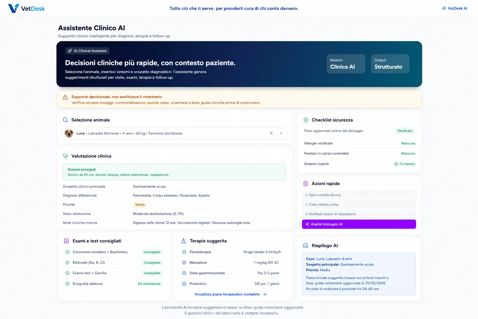 VetDesk clinical AI assistant