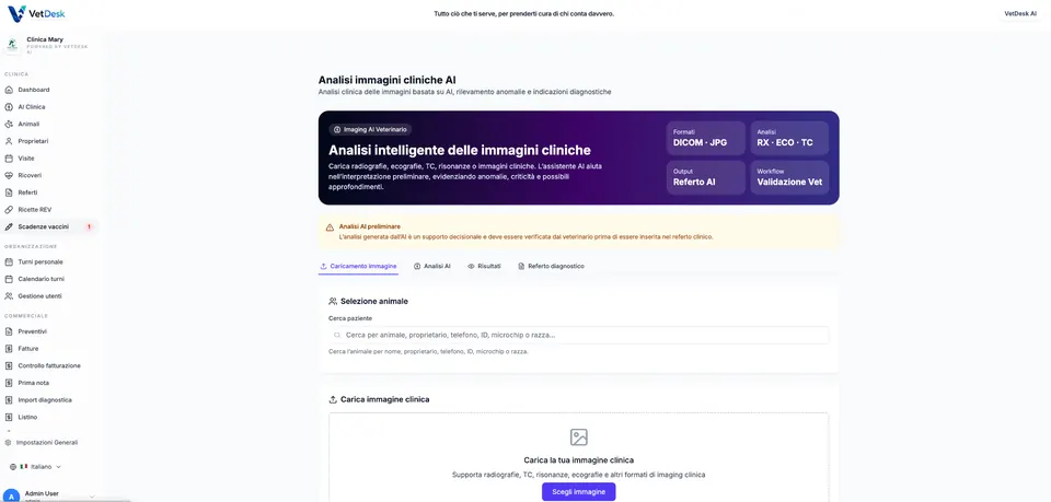 Analisi delle immagini cliniche con AI in VetDesk